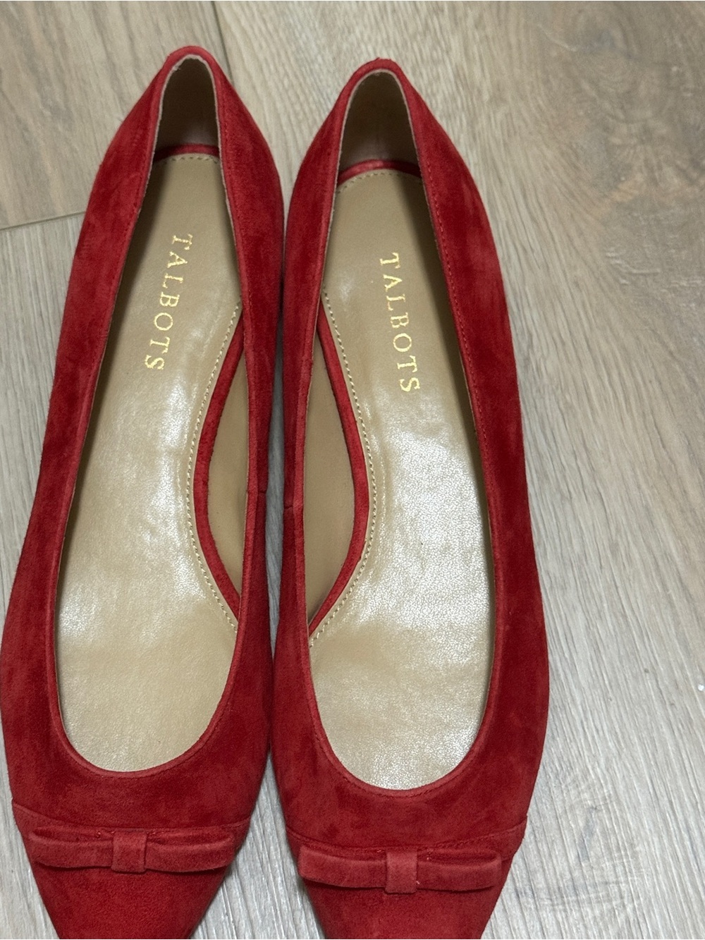 Talbots Vibrant Red Suede Edison Bow-Detail Women's Flats Sz. 10M - Picture 4 of 7